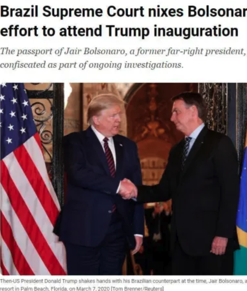 Imprensa internacional repercute ausência de Bolsonaro na posse de Trump